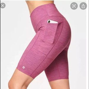 Sweaty Betty The Super Sculpt 8in Bike Shorts Agryle Purple Womens Size XXL
